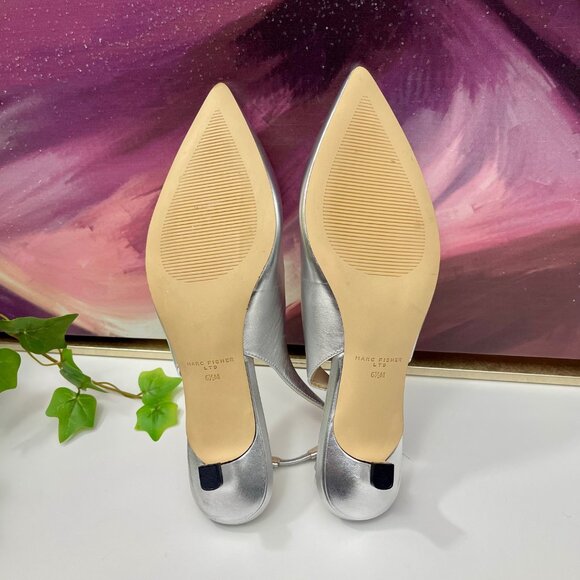 Marc Fisher Posey Slingback Pump in Silver Size 6.5 - Picture 9 of 11